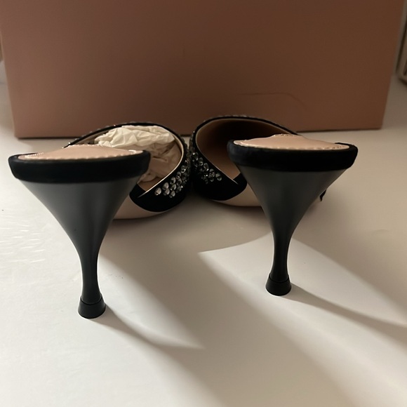 Miu Miu Women’s Crystal-Embellished Mid-Heel Mules Size 36/6 - Picture 4 of 8
